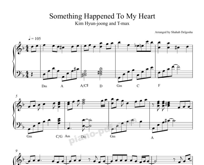 something happened to my heart piano sheet