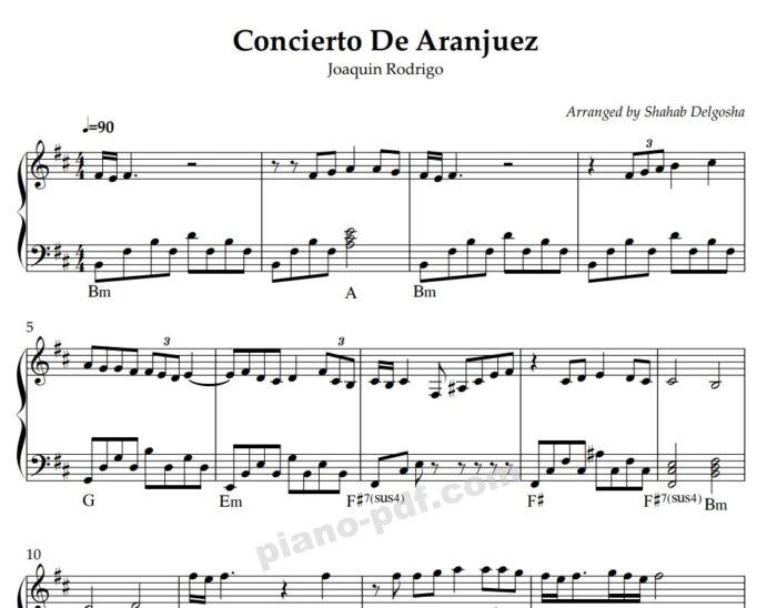 concierto de aranjuez piano sheet