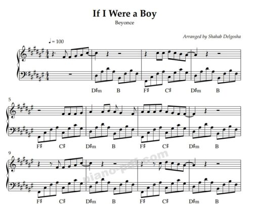 if i were a boy piano sheet