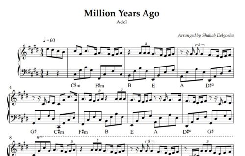 million years ago piano sheet