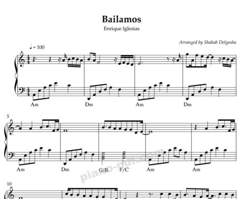 bailamos piano sheet