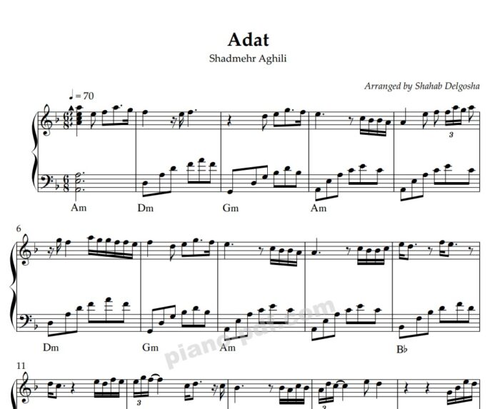 Adat Shadmehr Piano Sheet