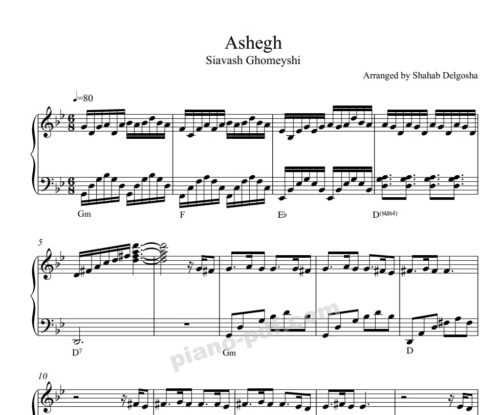 Ashegh Siavash Ghomayshi Piano Sheet