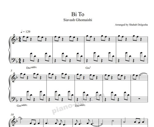 Bi To Siavash Ghomayshi Piano Sheet