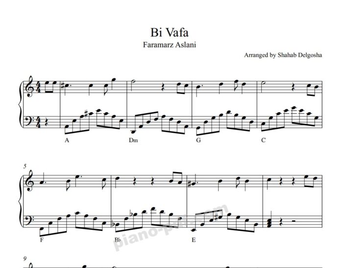 Del Asireh Piano Sheet