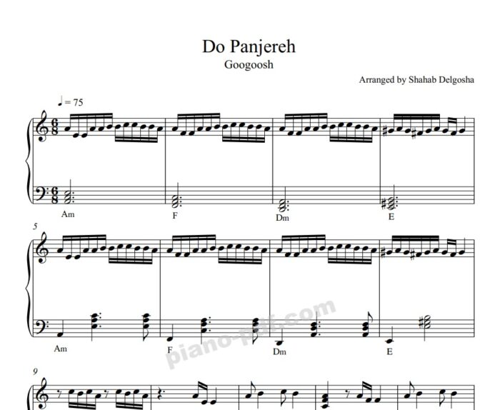 Do Panjereh Piano Sheet