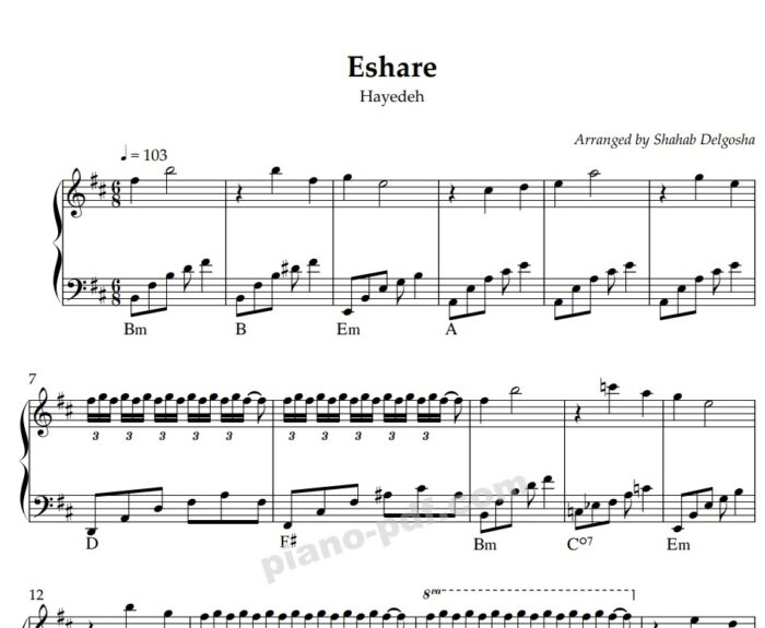 Eshareh Piano Sheet