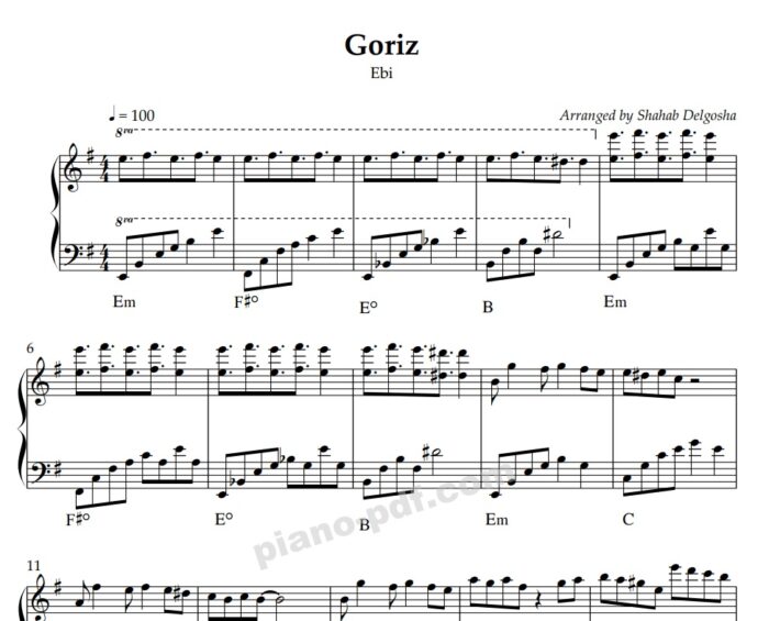 goriz ebi piano sheet