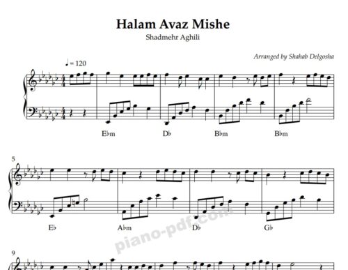 Halam Avaz Mishe Piano Sheet