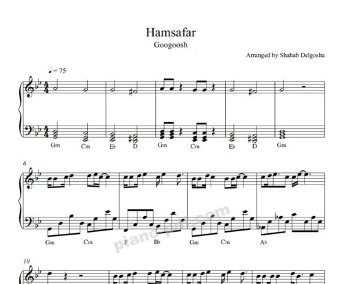 Hamsafar Googoosh Piano Sheet