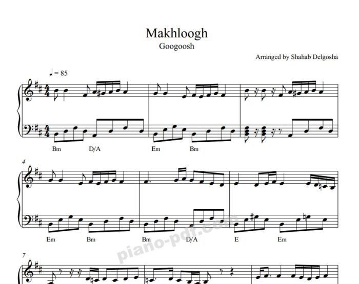 Makhloogh Piano Sheet