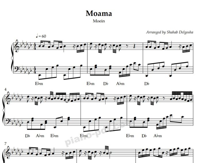 Moama Moein Piano Sheet