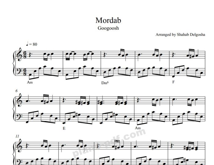 Mordab Piano Sheet