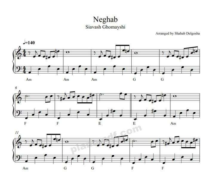 Neghab Siavash Piano Sheet