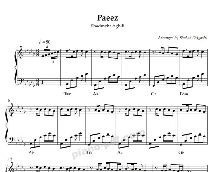 Paeez Shadmehr Piano Sheet