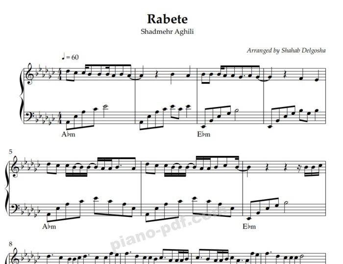 Rabete Piano Sheet