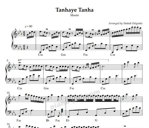 Tanhaye Tanha Moein Piano Sheet