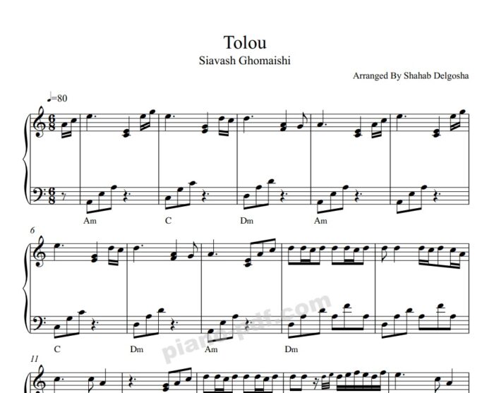 Tolou Siavash Ghomayshi Piano Sheet