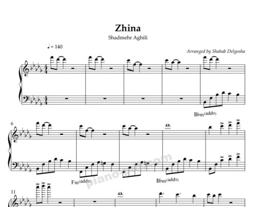 Zhina Piano Sheet