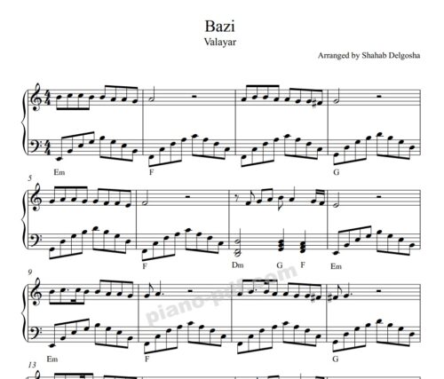 Bazi Valayar Piano Sheet