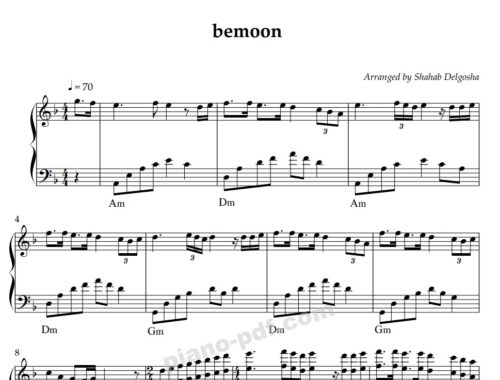 Bemoon Mohsen Yeganeh Piano Sheet