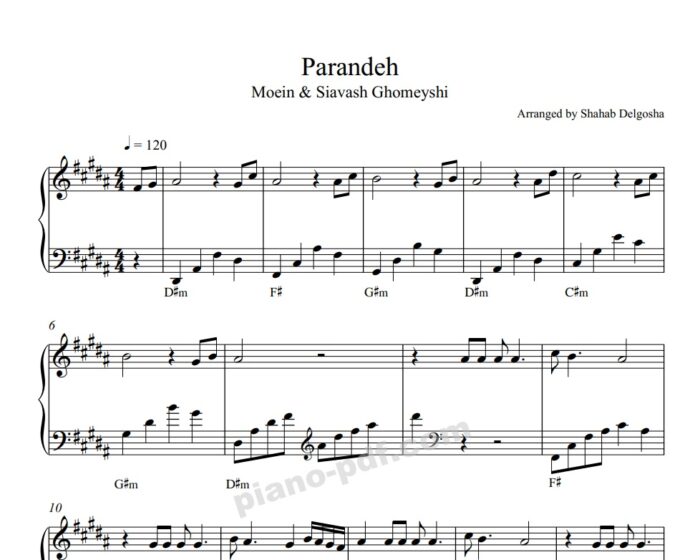 Parandeh Siavash Moein Piano Sheet