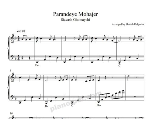 Parandeye Mohajer Piano Sheet