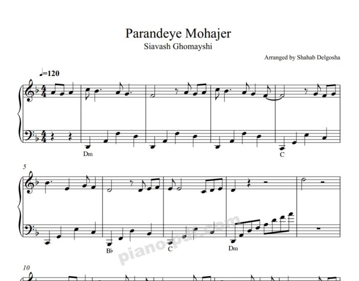 Parandeye Mohajer Piano Sheet