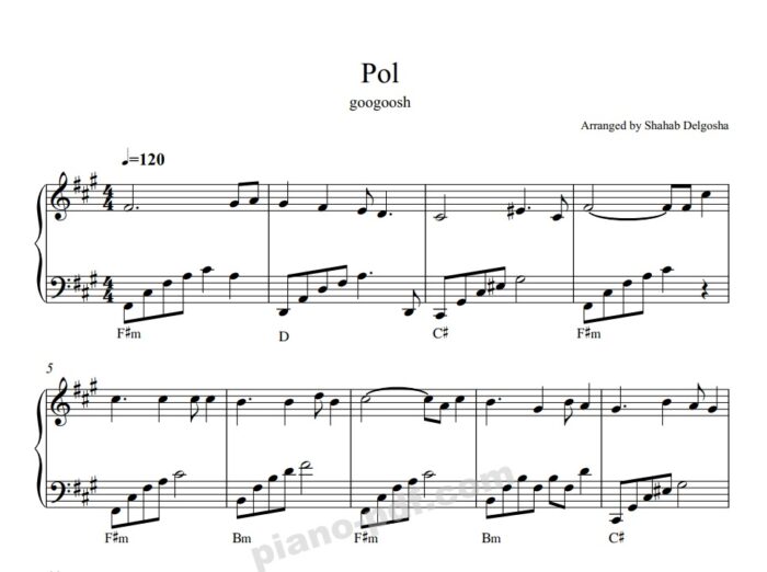 Pol Googoosh Piano Sheet