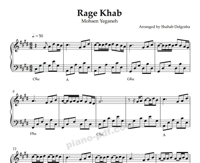 Rage Khab Piano Sheet