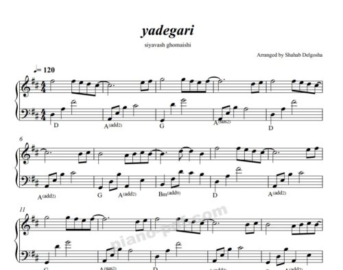 Yadegari Piano Sheet