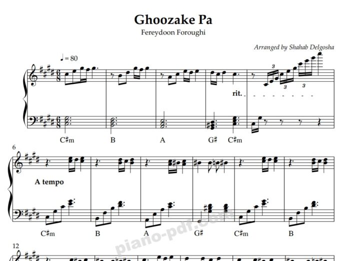 Ghoozakeh Pa Piano Sheet