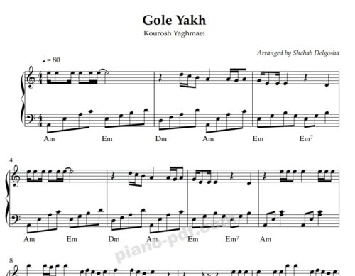 Gole Yakh Piano Sheet