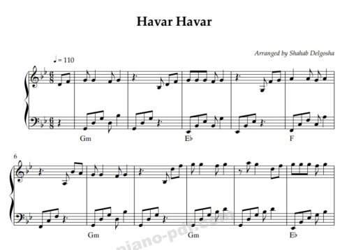 Havar Havar Piano Sheet