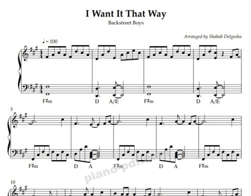 I Want It That Way Piano Sheet