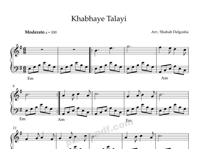 Khabhaye Talaee Piano Sheet