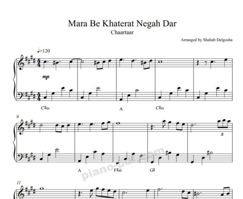 Mara Be Khaterat Negah Dar Piano Sheet