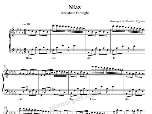 Niaz Fereydoon Foroughi Piano Sheet