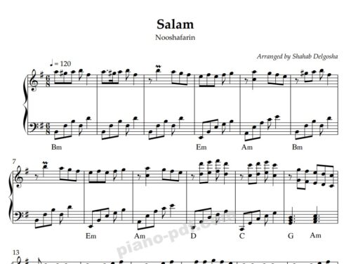 Salam Nooshafarin Piano Sheet