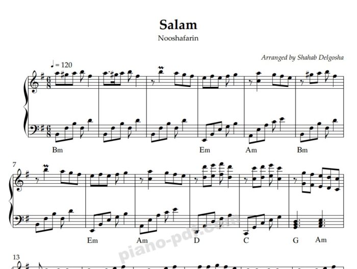Salam Nooshafarin Piano Sheet