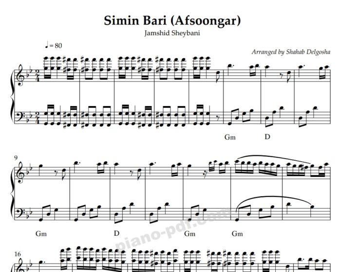 Simin Bari Piano Sheet