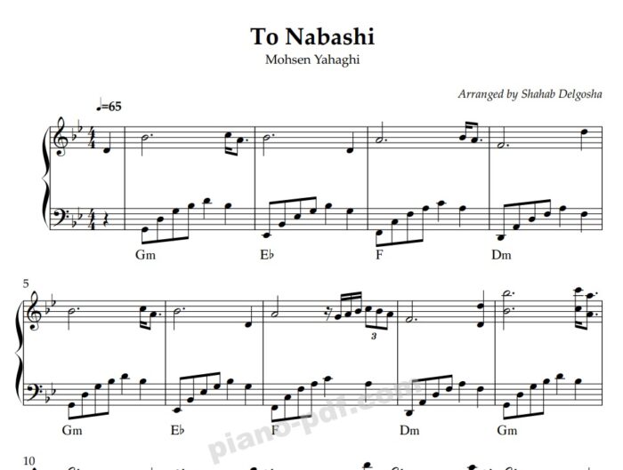 To Nabashi Piano Sheet