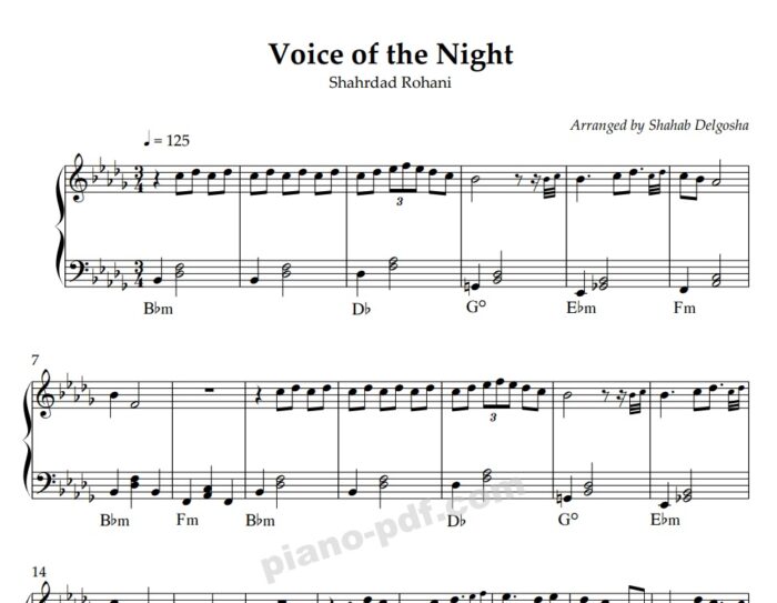 Voice of Night Piano Sheet