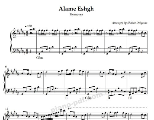 Alame Eshgh Piano Sheet