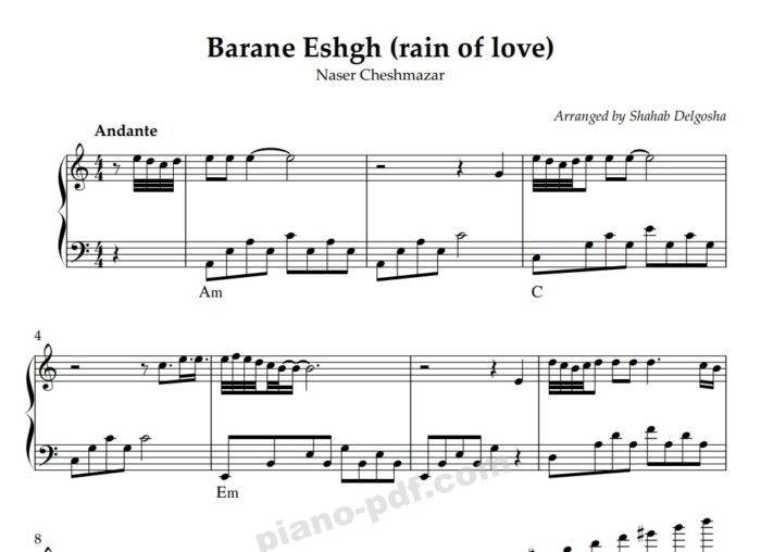 Rain of Love Piano Sheet