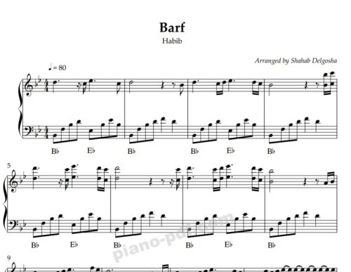 Bebar Ey Barf Piano Sheet