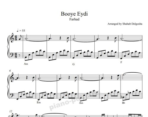 Booye Eydi Piano Sheet