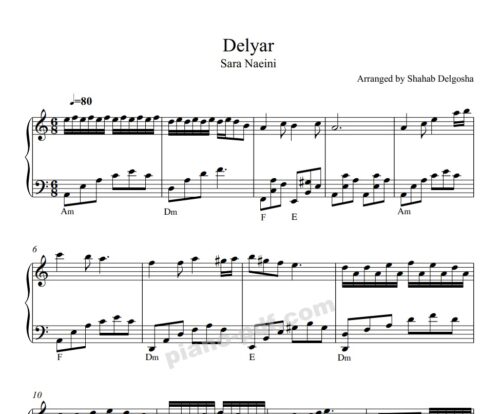 Delyar Piano Sheet