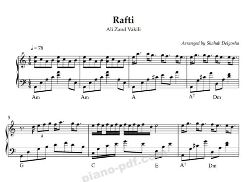 Rafti Ali Zand Vakili Piano Sheet