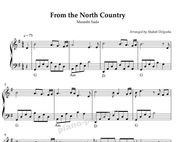 From The North Country Piano Sheet